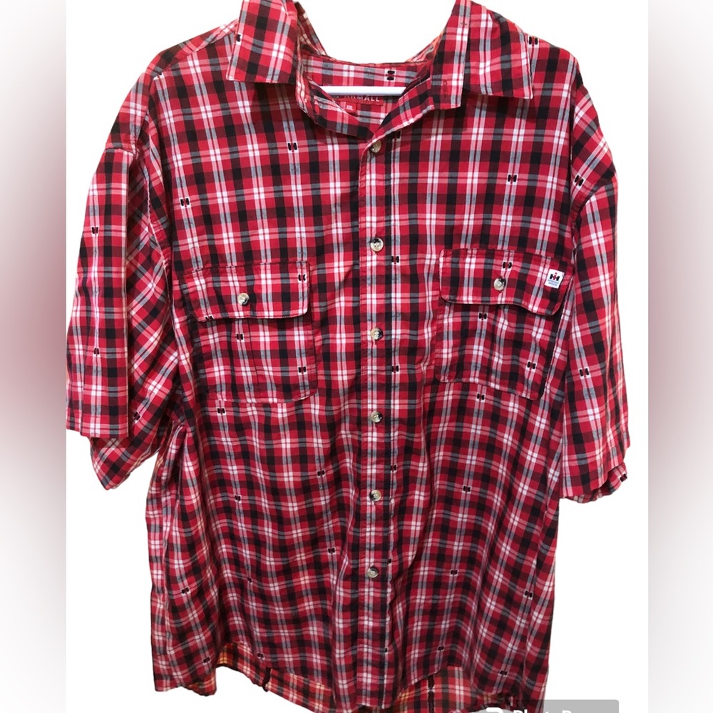 Men Size 2XL McCormick Farmall International Harvester IH Red Plaid short sleeve